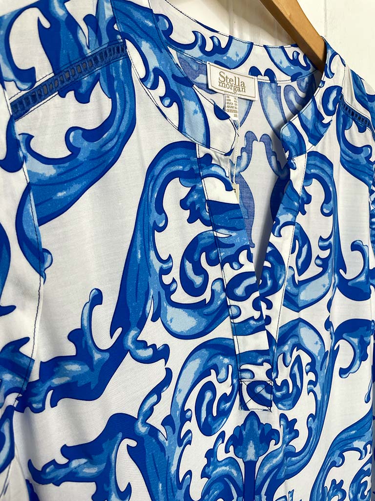 Baroque Sleeveless Dress - Blue