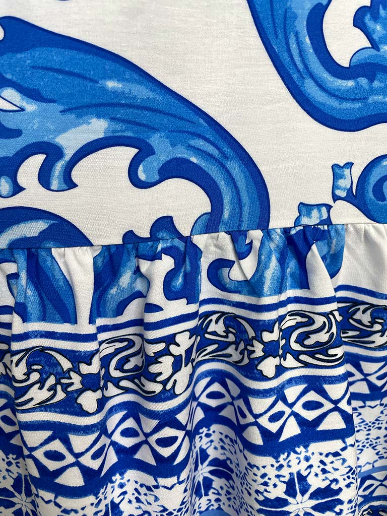 Baroque Sleeveless Dress - Blue