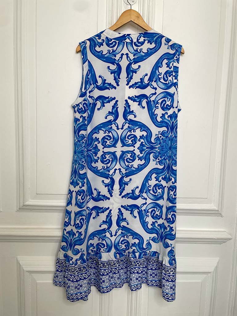 Baroque Sleeveless Dress - Blue