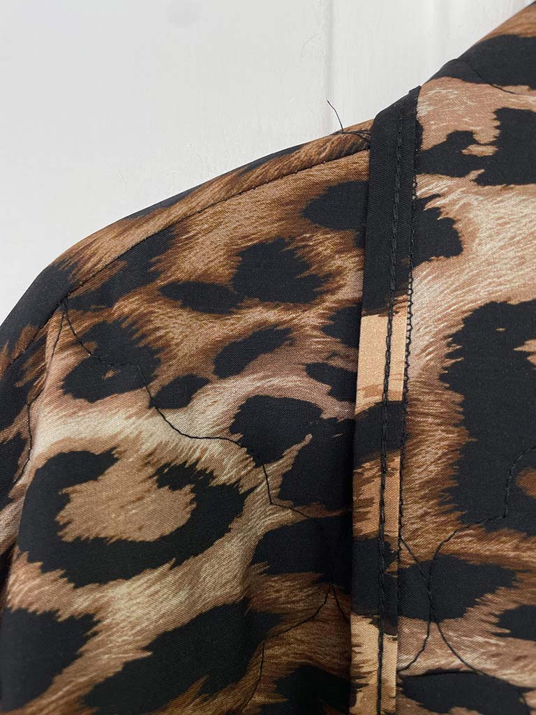 Leopard Quilted Kimono Jacket - Tan