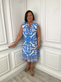Baroque Sleeveless Dress - Blue