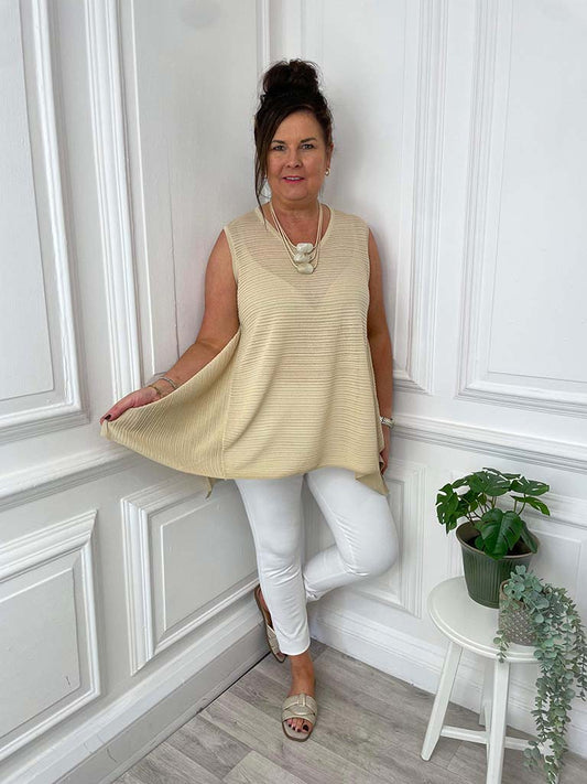 Malissa J Ribbed Knitted Top - Stone