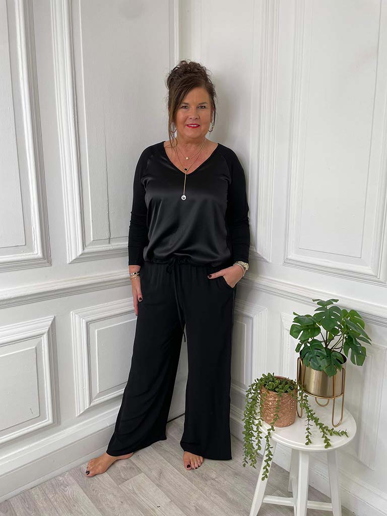 Malissa J Silk Feel Side Stripe Trousers - Black