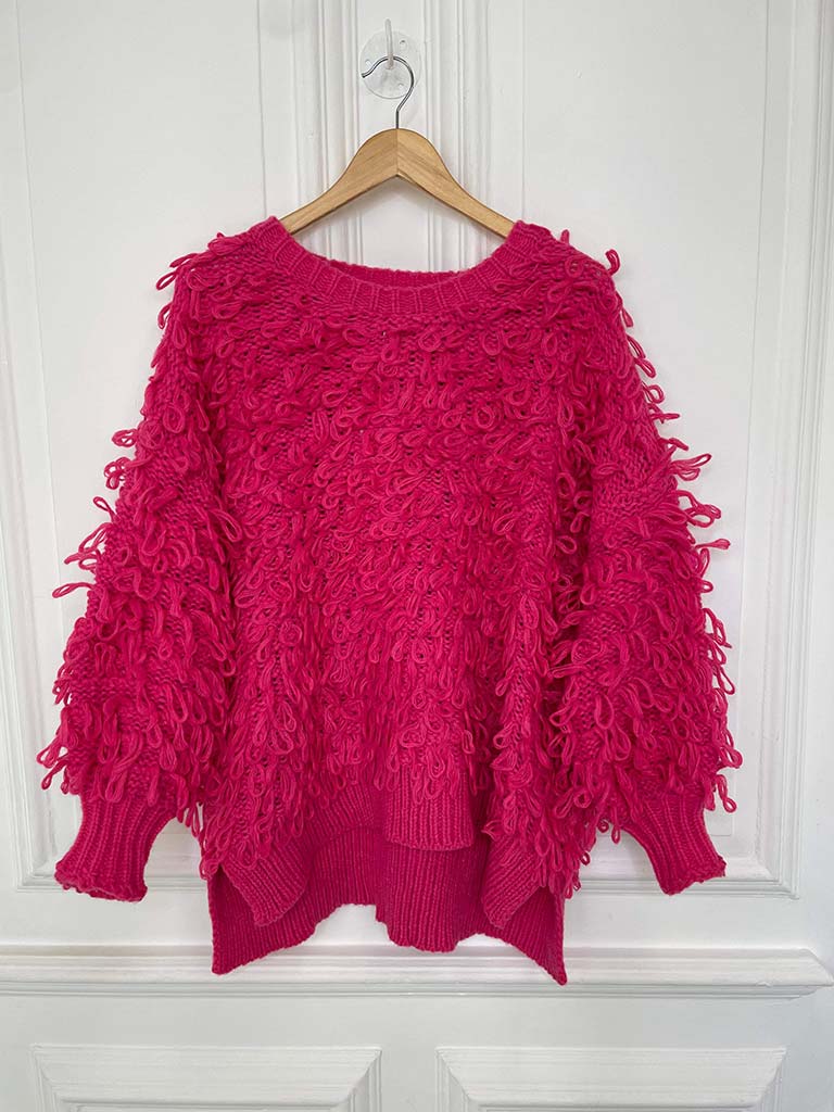 Malissa J Looped Chunky Knit - Hot Pink