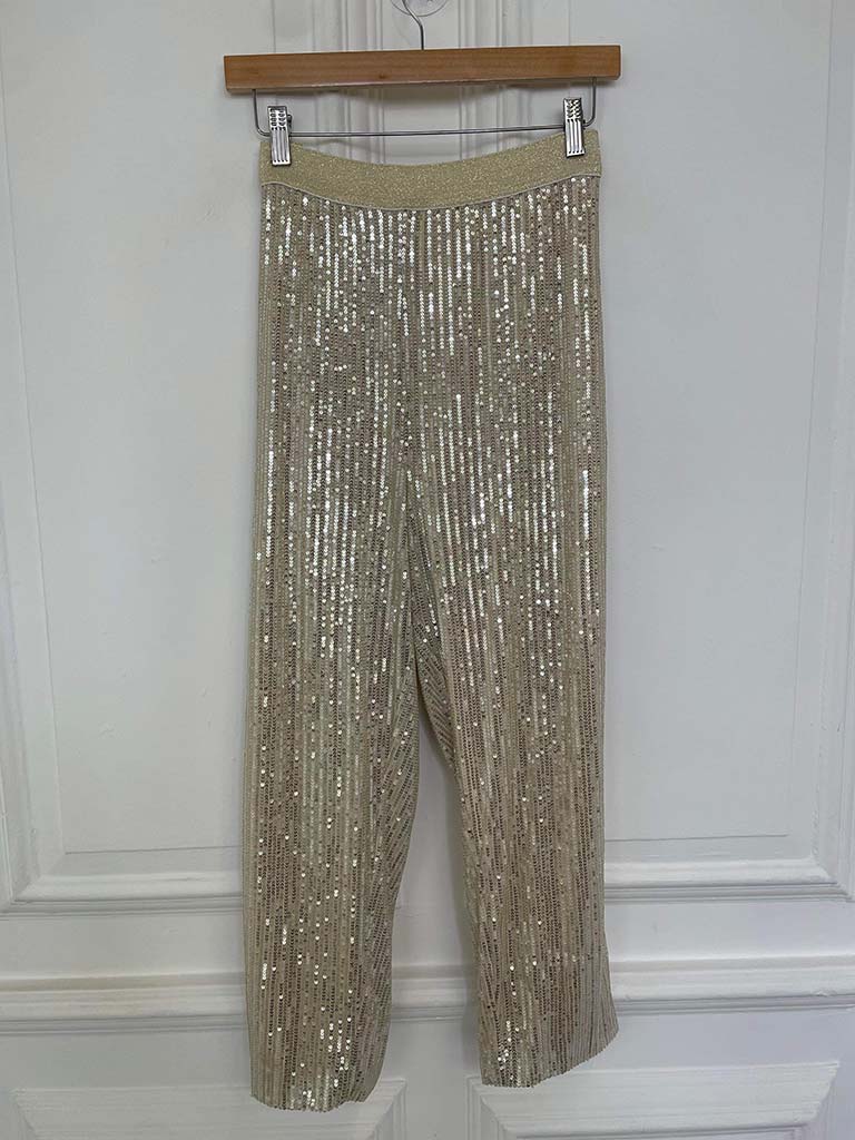 Malissa J Sequin Cigarette Trousers - Champagne