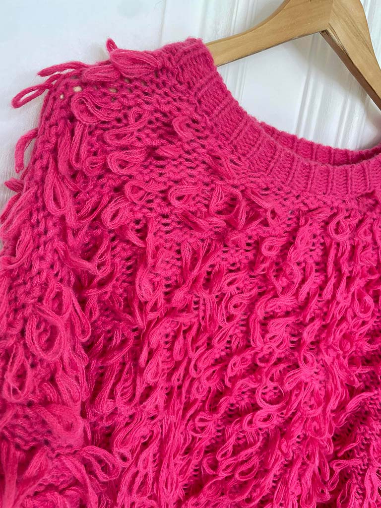 Malissa J Looped Chunky Knit - Hot Pink