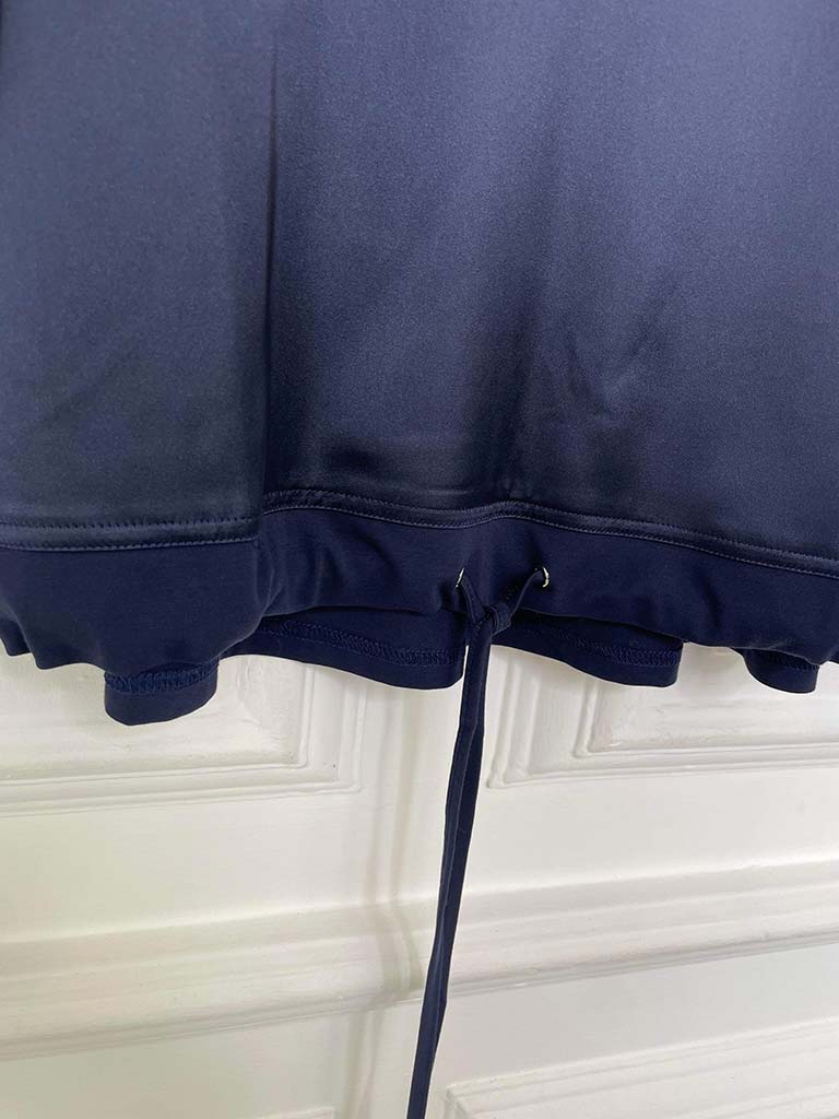 Malissa J Silk Feel Drawstring Top - Navy