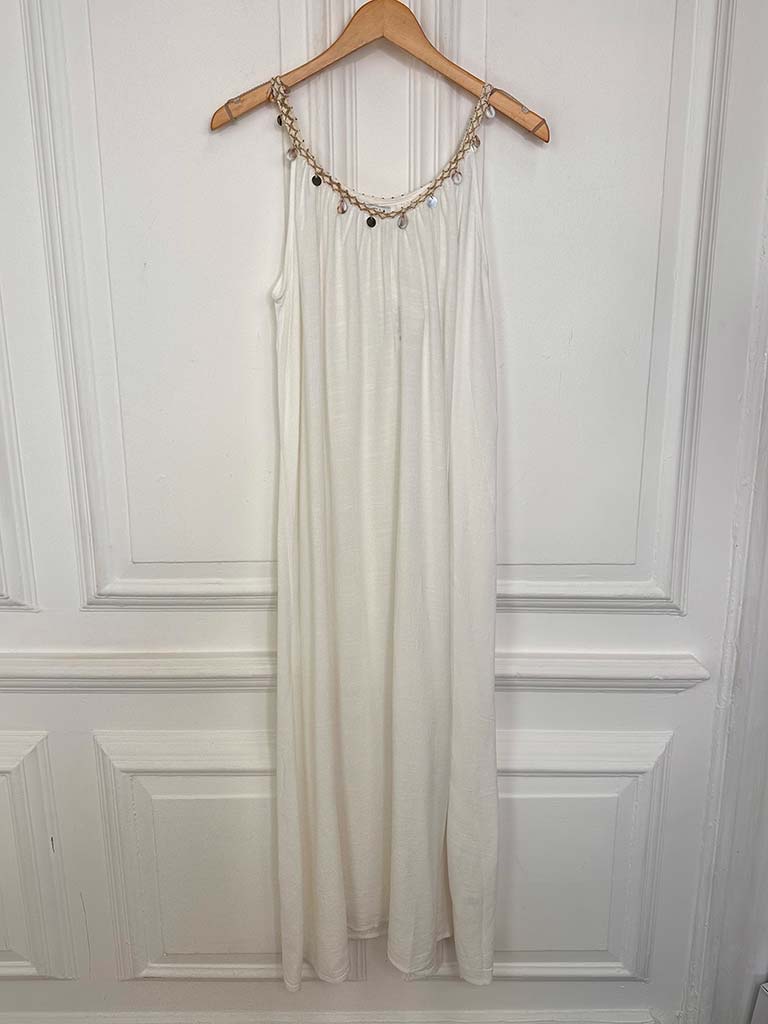 Boho Embellished Maxi Dress - White