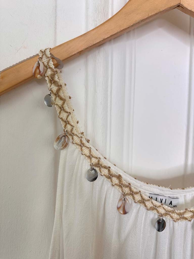 Boho Embellished Maxi Dress - White