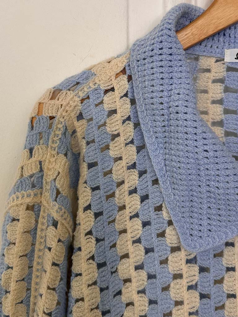 Crochet Shirt Jacket - Powder Blue