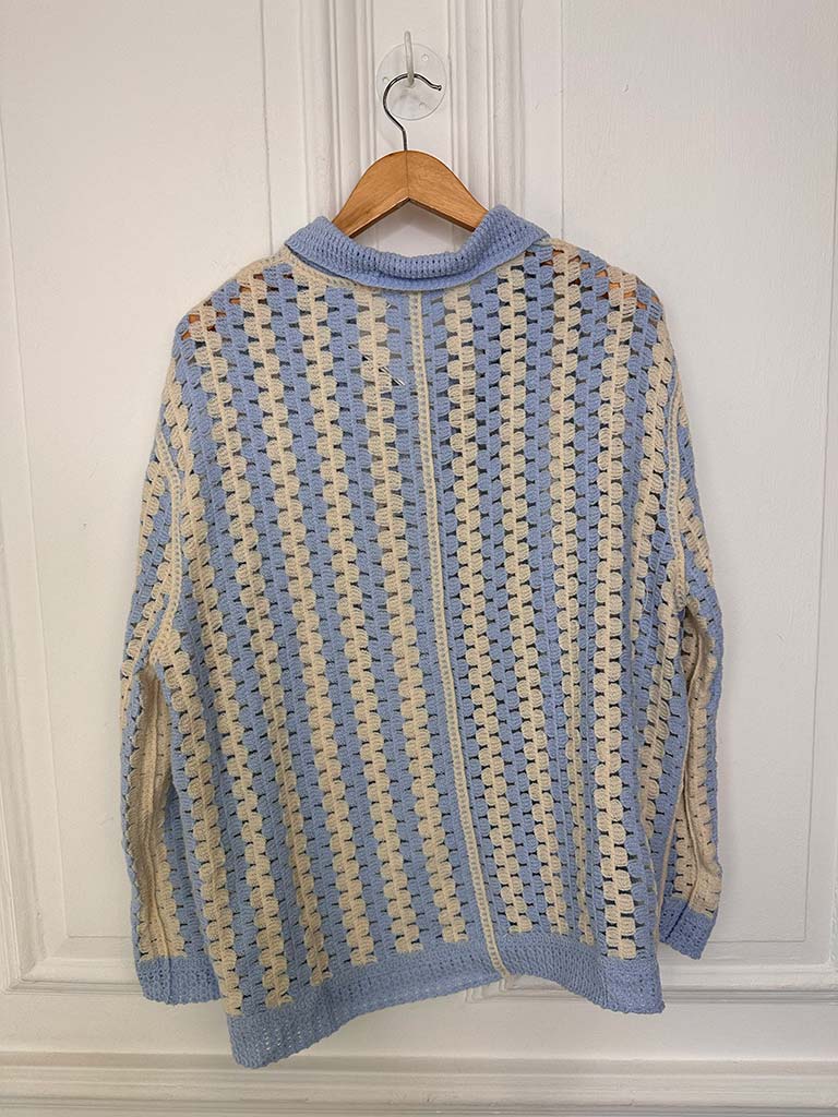 Crochet Shirt Jacket - Powder Blue