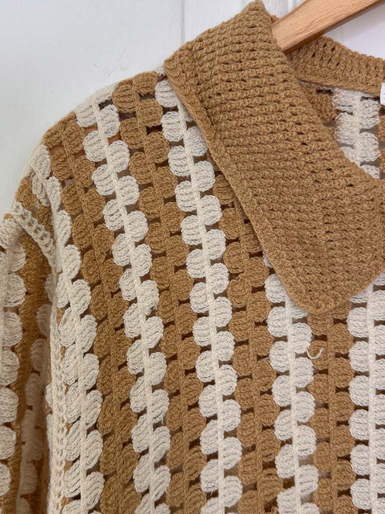 Crochet Shirt Jacket - Camel