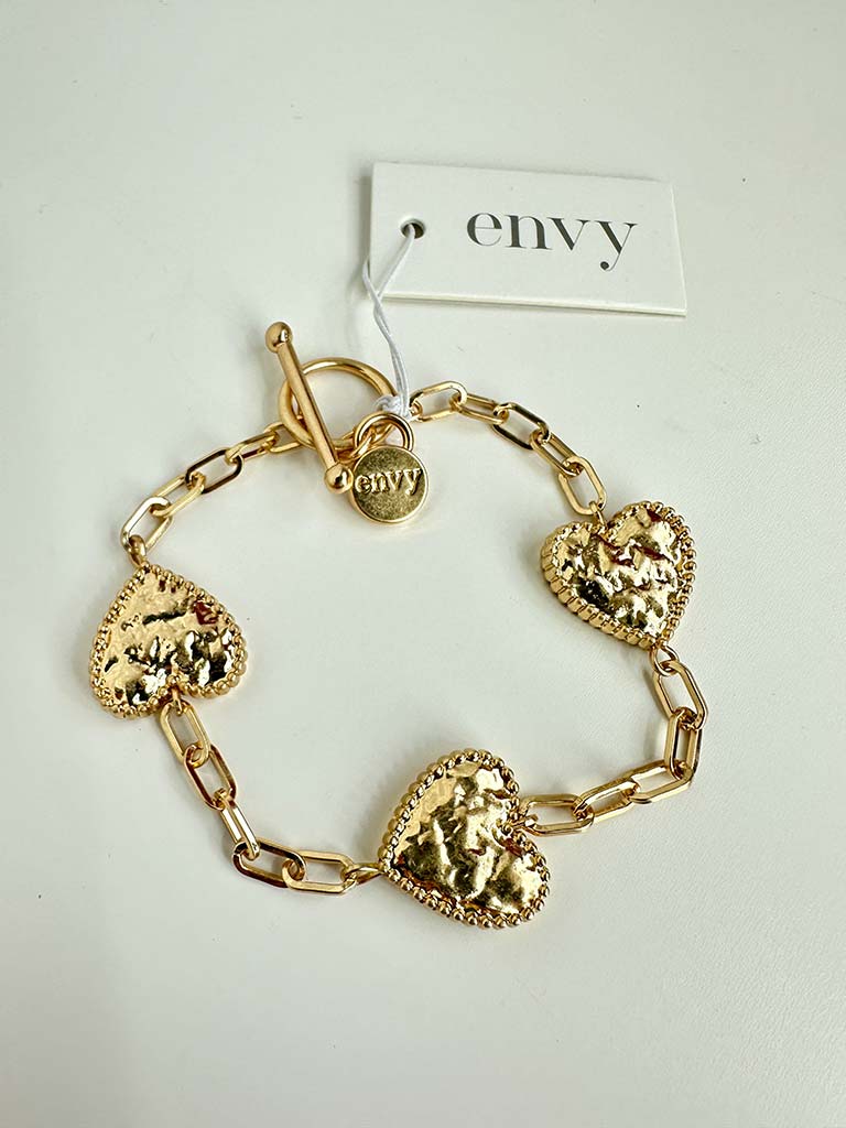 Envy Textured Heart Bracelet - Gold