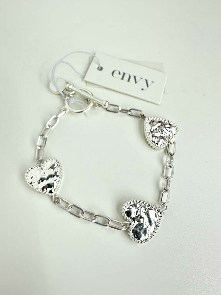 Envy Textured Heart Bracelet - Silver