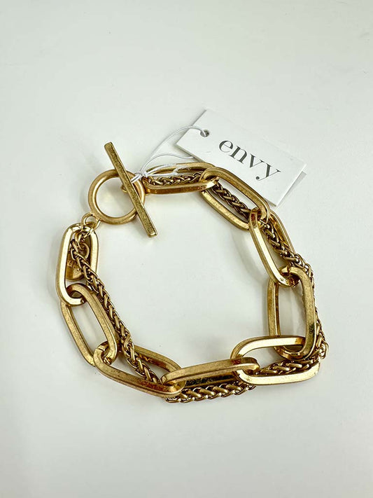 Envy Double Chain Link Bracelet - Antique Gold