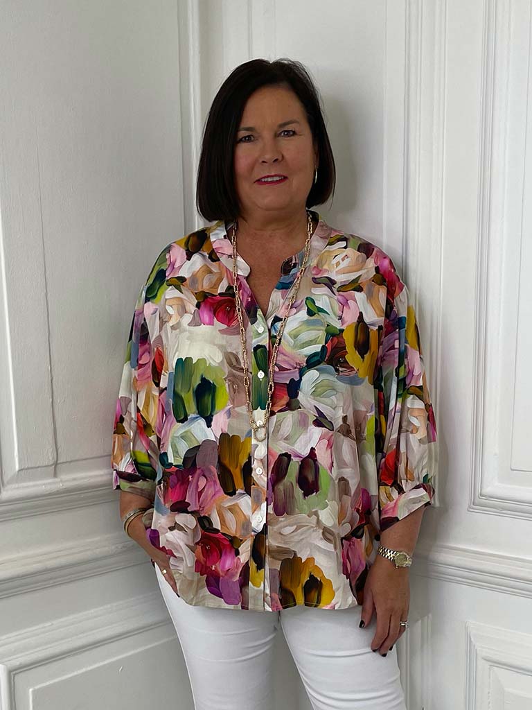 Paint Stroke Floral Blouse