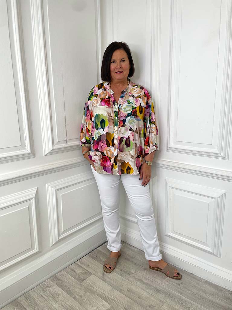 Paint Stroke Floral Blouse