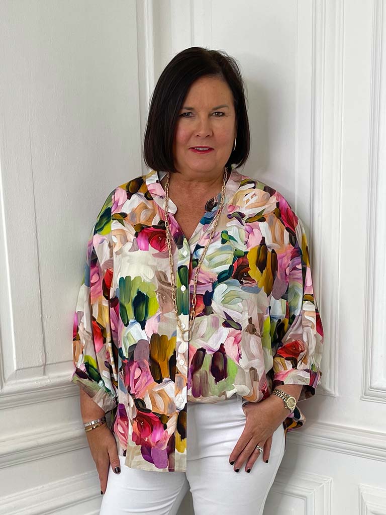 Paint Stroke Floral Blouse