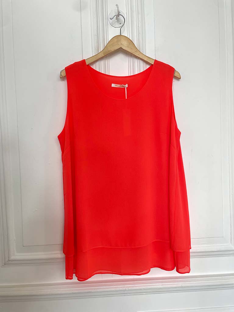 Malissa J Double Layer Top - Neon Coral