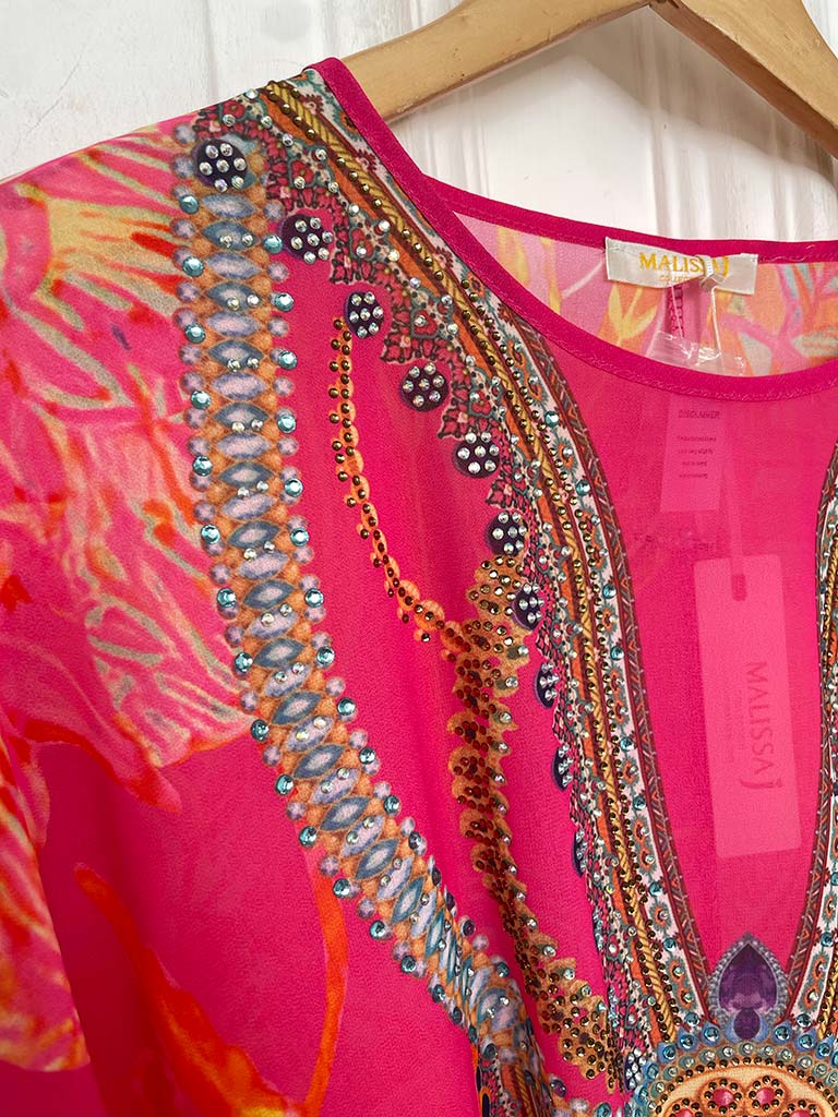 Malissa J Tie Up Top - Orange & Pink