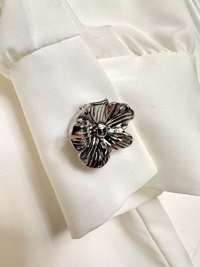 Silver Sakura Button Covers