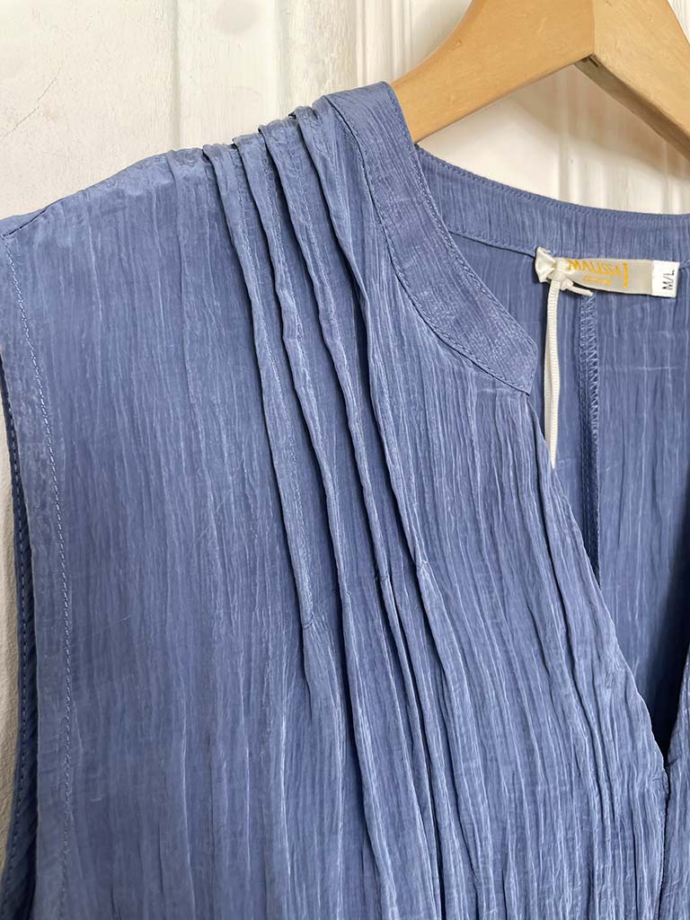 Malissa J Crinkle Sleeveless Dress - Denim