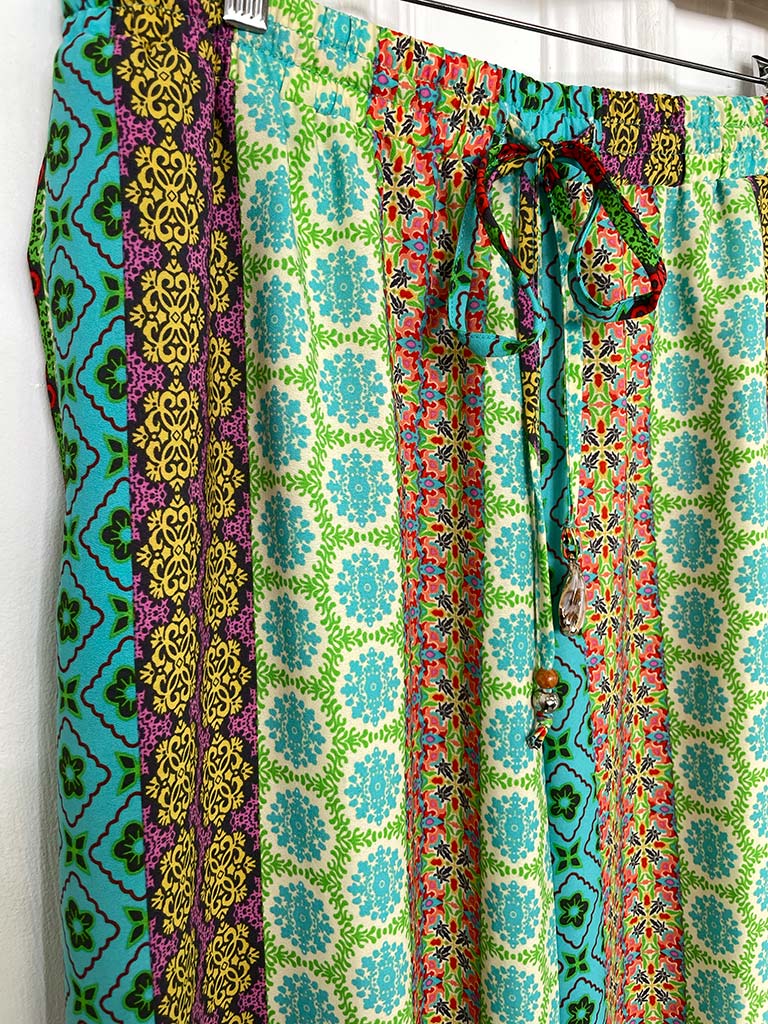 Malissa J Tile Print Wide Leg Trousers - Aqua