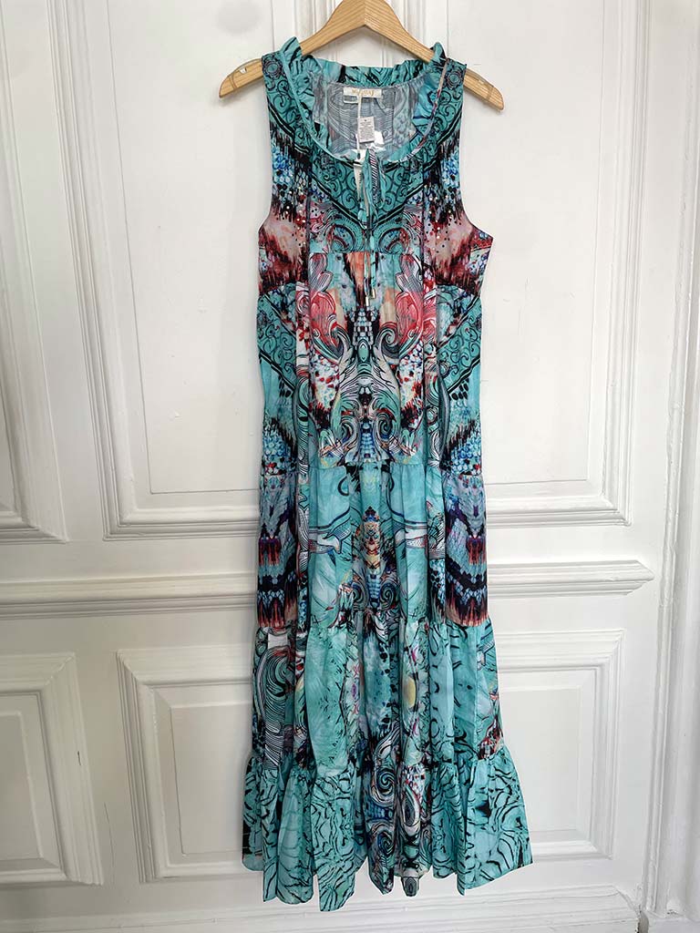 Malissa J Patterned Sleeveless Dress - Aqua & Blush