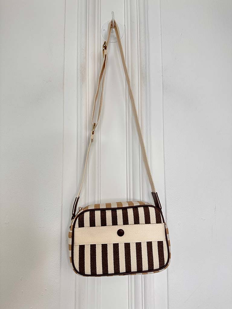 Stripe Canvas Bag - Chocolate & Caramel