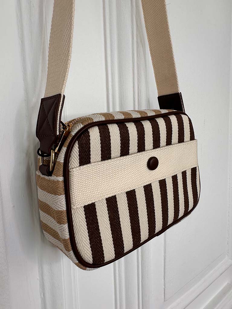 Stripe Canvas Bag - Chocolate & Caramel