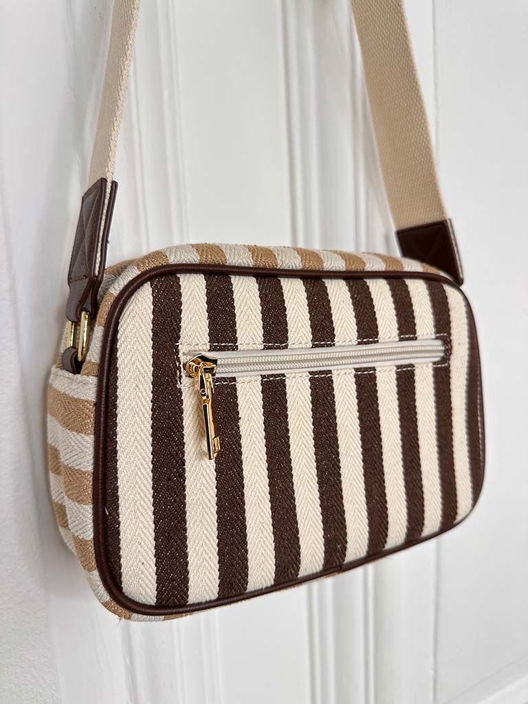 Stripe Canvas Bag - Chocolate & Caramel