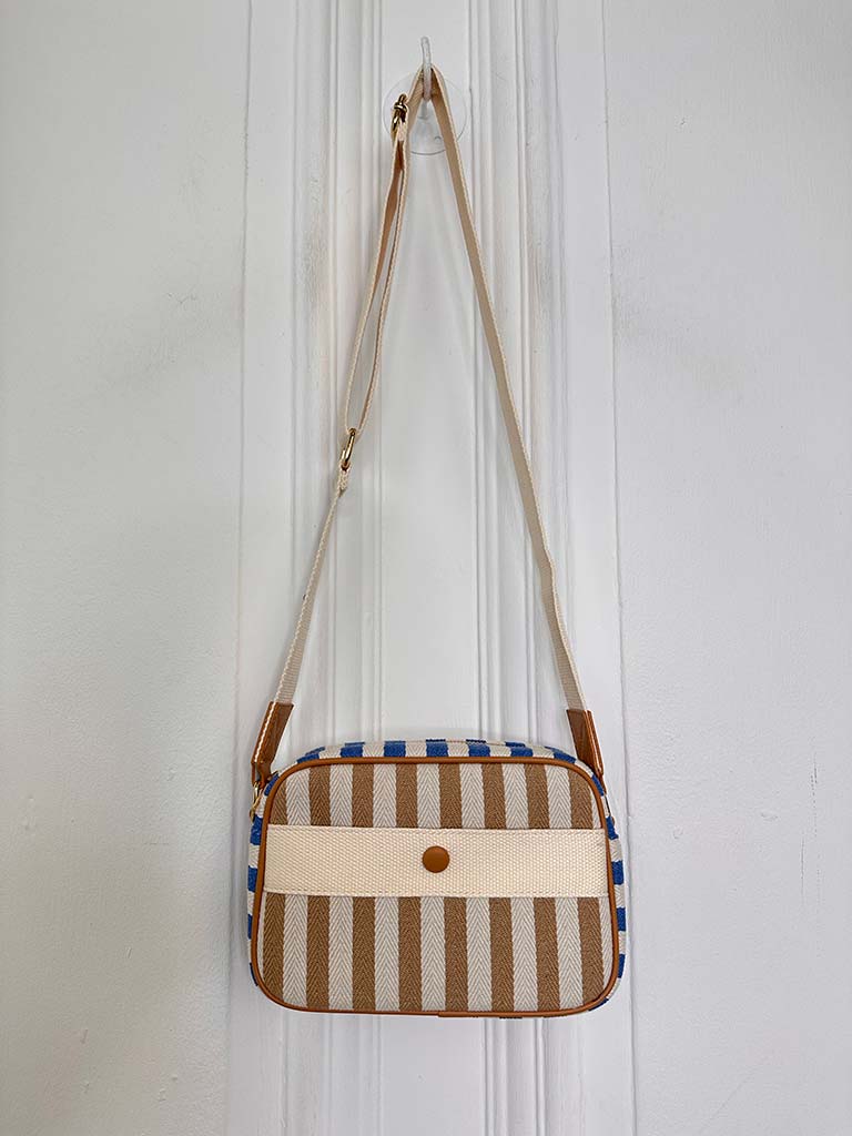 Stripe Canvas Bag - Azure & Caramel