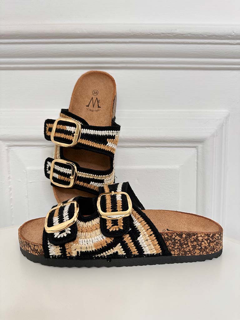 Woven Buckle Sliders - Black Mix