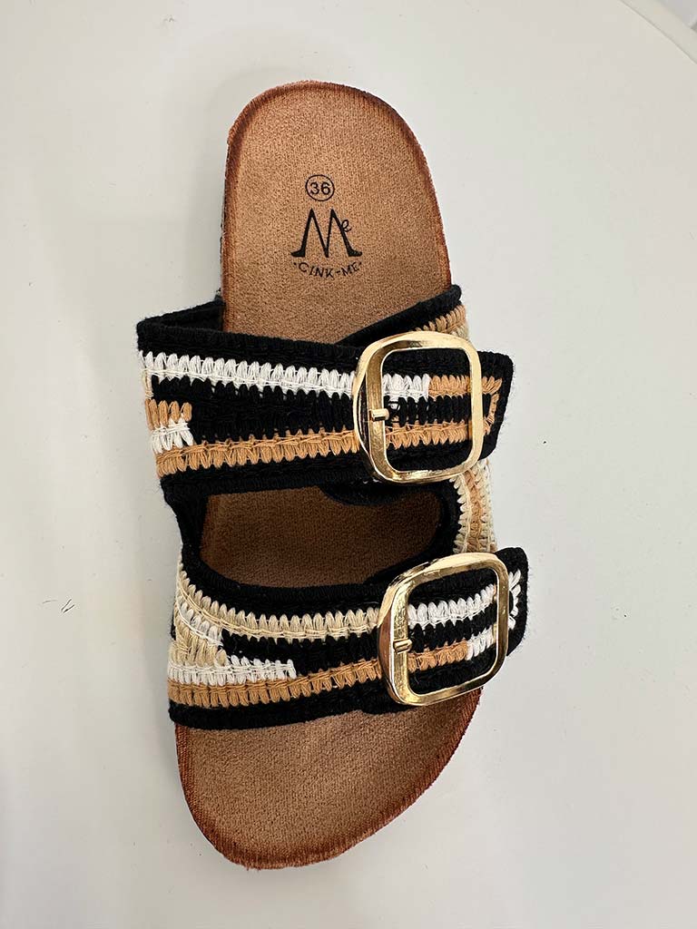 Woven Buckle Sliders - Black Mix