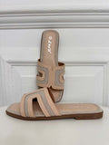 Textured Mule Sandals - Nude