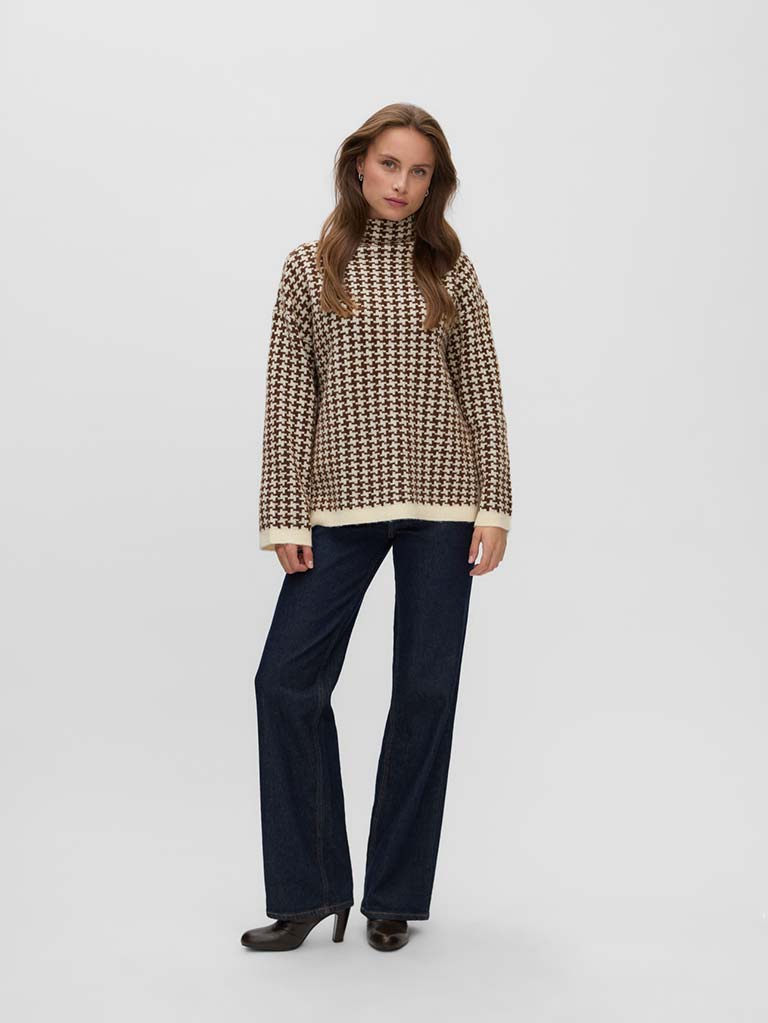 Vero Moda Como Checked Knit - Toffee