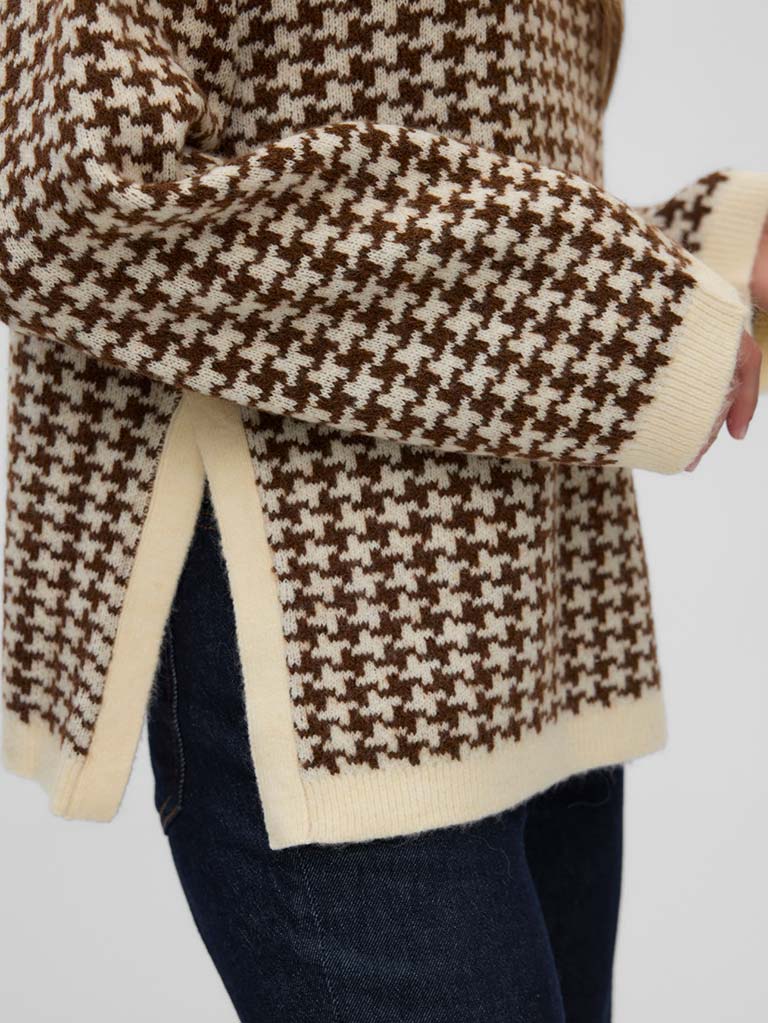Vero Moda Como Checked Knit - Toffee