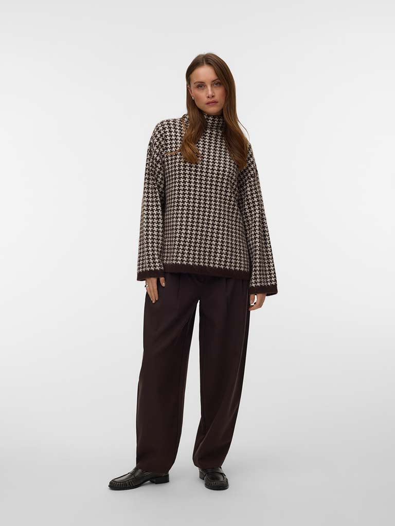 Vero Moda Como Checked Knit - Chocolate Torte