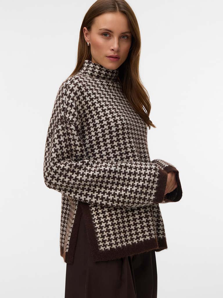Vero Moda Como Checked Knit - Chocolate Torte
