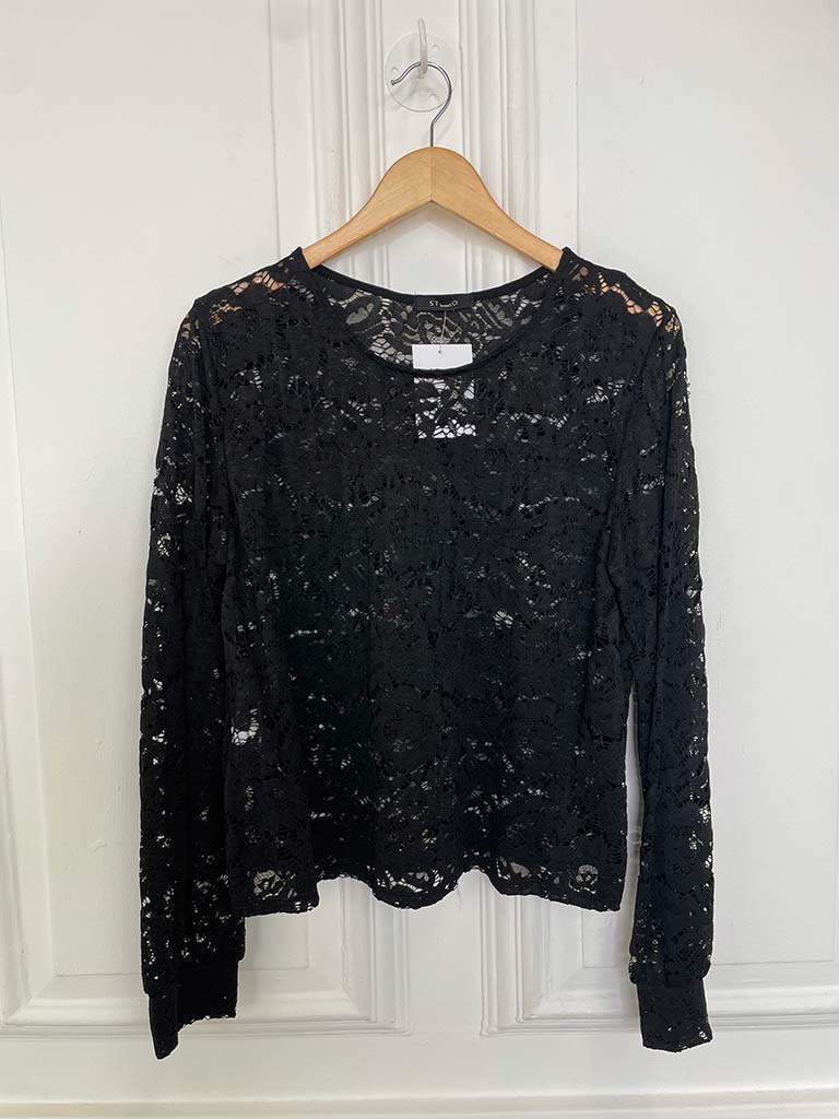 Lace Layering Top - Black