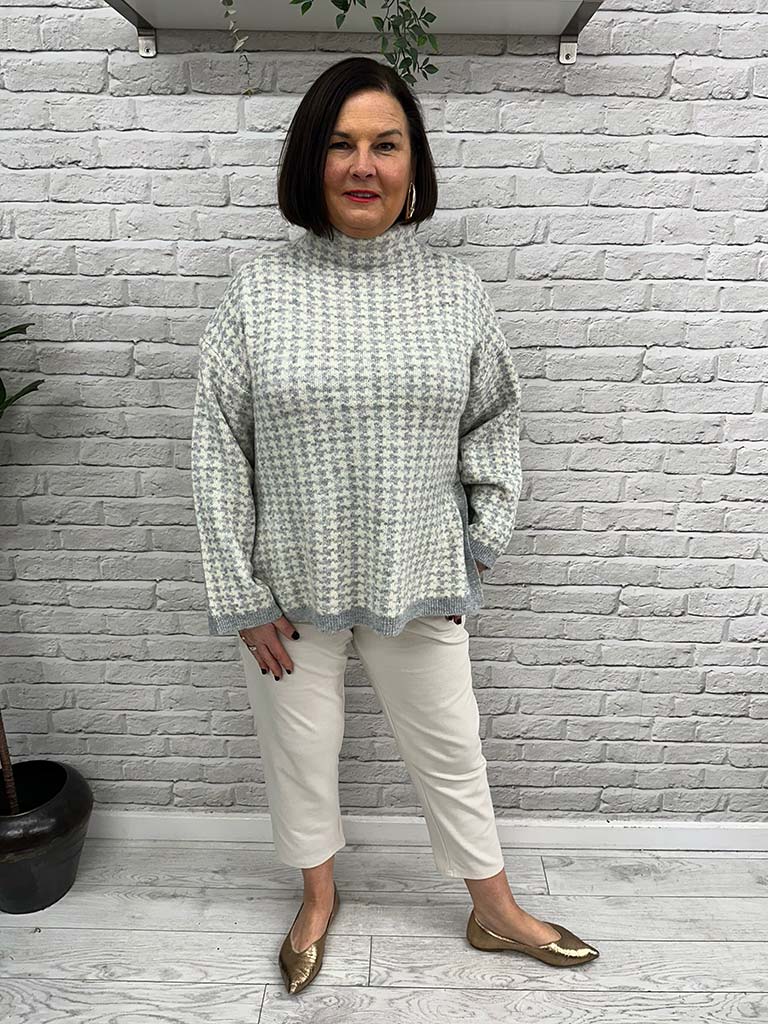 Vero Moda Como Checked Knit - Light Grey