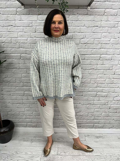 Vero Moda Como Checked Knit - Light Grey