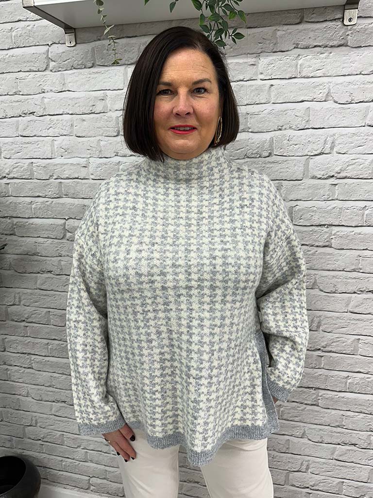 Vero Moda Como Checked Knit - Light Grey
