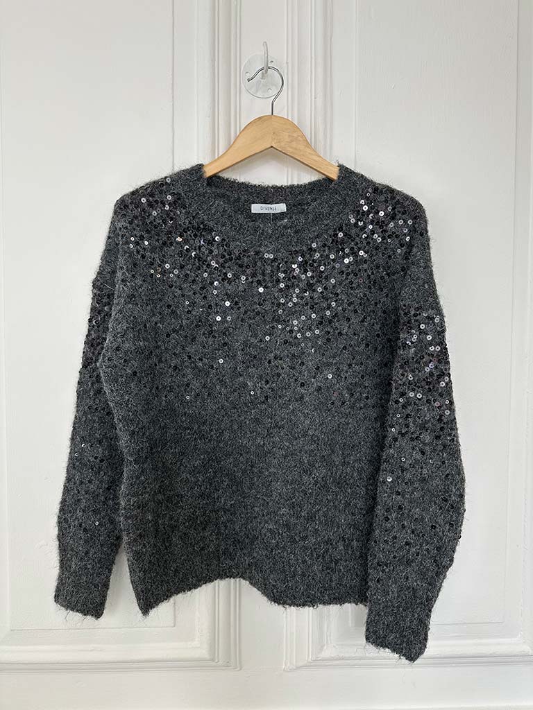 Sequin Shimmer Knit - Charcoal