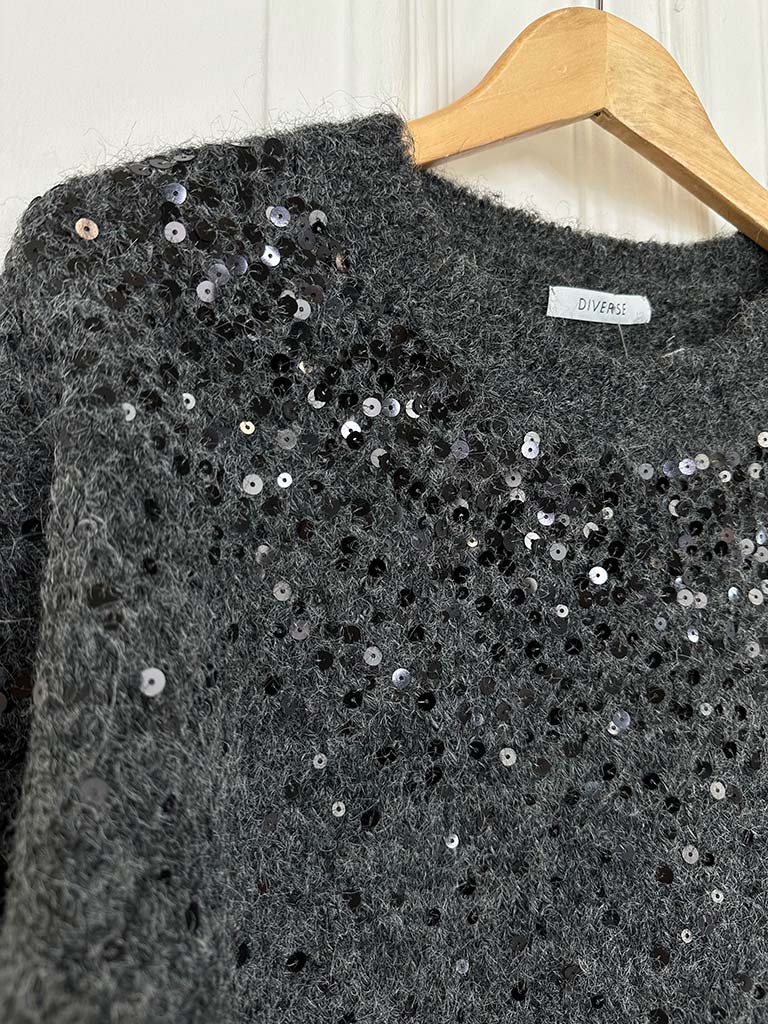 Sequin Shimmer Knit - Charcoal