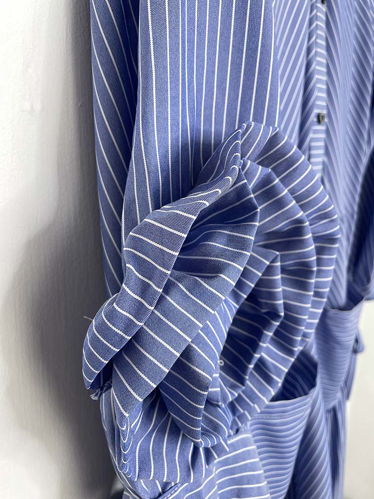 Striped Corsage Sleeve Maxi Dress