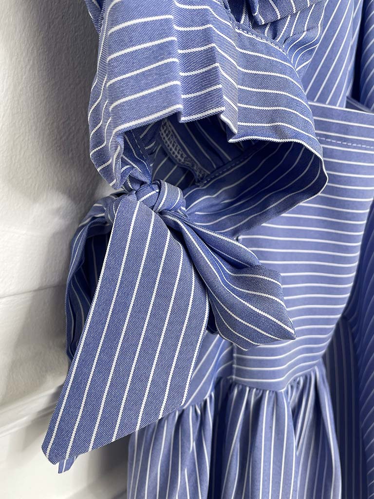 Striped Corsage Sleeve Maxi Dress