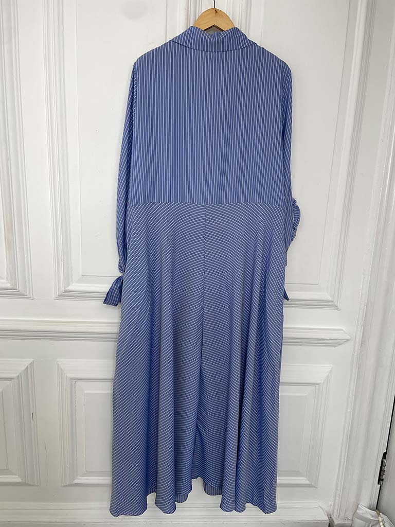 Striped Corsage Sleeve Maxi Dress