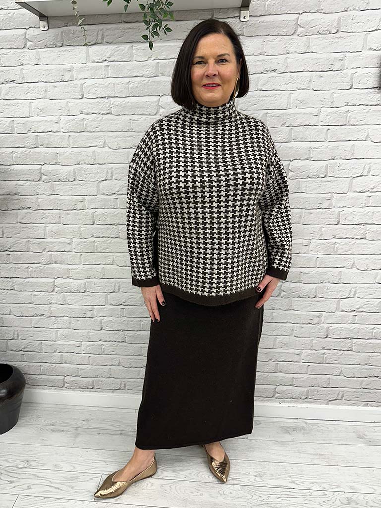 Vero Moda Como Checked Knit - Chocolate Torte