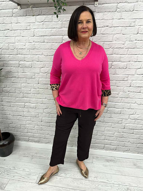 Malissa J Leopard Turn Up Knit - Pink
